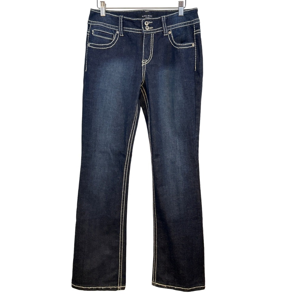 Nine West Jeans Womens 6 Annette Y2K Boot Cut Embroidered Rhinestone Pockets